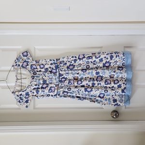 Boden Linen Blue Floral Dress 4R